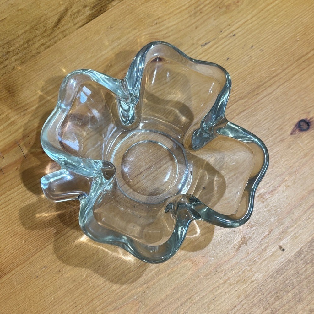 Clear Glass Shamrock Bowl